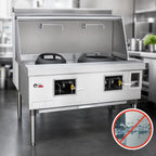 Thumbnail image #4 for Town Equipment EcoDeck E-6-SS 6-Chamber Waterless Gas Wok Range with Sink, Water Wash Bar & Stainless Steel Finish