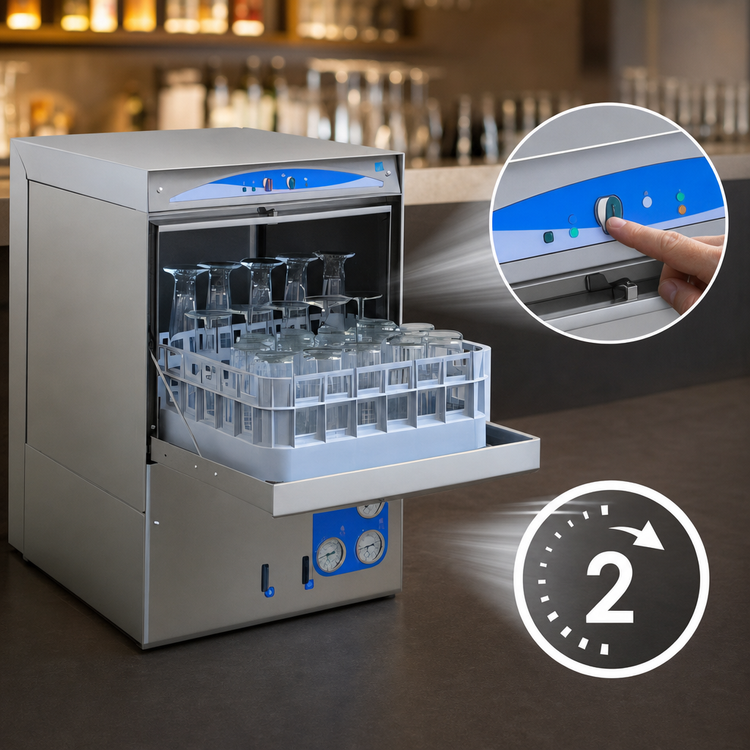 Product image #4 for Lamber DSP3 Undercounter Door-Type Glass Washer, 16" x 16" Rack, Gravity Drain