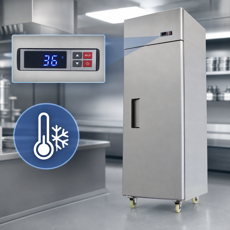 Product image #4 for Atosa 1-Section Top Mount Self-Contained Reach-In Refrigerator, 21.4 Cu. Ft., Solid Door, Stainless Steel