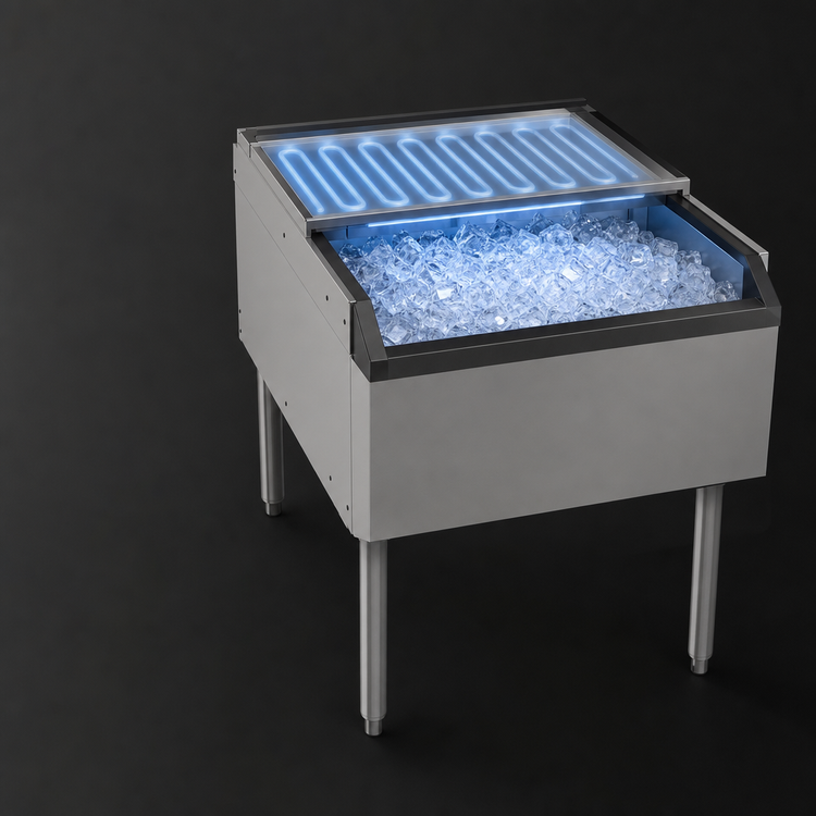 Product image #4 for Glastender Pass-Thru Service Station Ice Bin with 10-Circuit Cold Plate, 24 x 38 Inch, 175 lb. Capacity