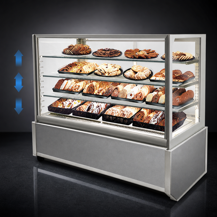 Product image #4 for Federal Industries Italian Glass Series 60-Inch Floor Standing Full-Service Non-Refrigerated Pastry Display Case