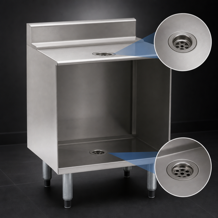 Product image #4 for Eagle 2200 Series Recessed Worktop Underbar Glass Rack Storage Unit with Open Front Cabinet Base, 12 x 24 Inches