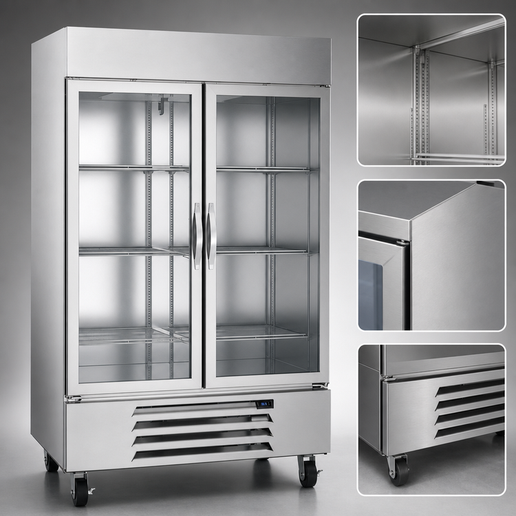 Product image #4 for Beverage-Air Horizon Series 46.15 Cu. Ft. Two-Section Bottom-Mount Glass Door Reach-In Refrigerator