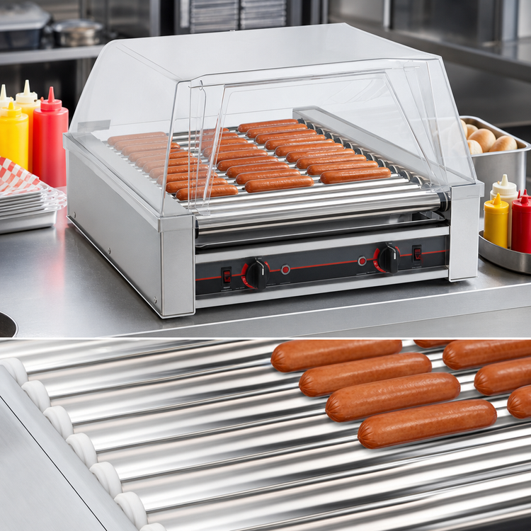 Product image #4 for Roll-A-Grill 8045N Narrow Roller Hot Dog Grill with 16 Chrome Rollers, 45 Capacity, 120V
