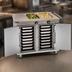 Thumbnail image #4 for Cres Cor Insulated Mobile Serving/Tray Make-Up Cabinet with 1 Heated Compartment, 2 Heated Wells, and 16 Tray Slides