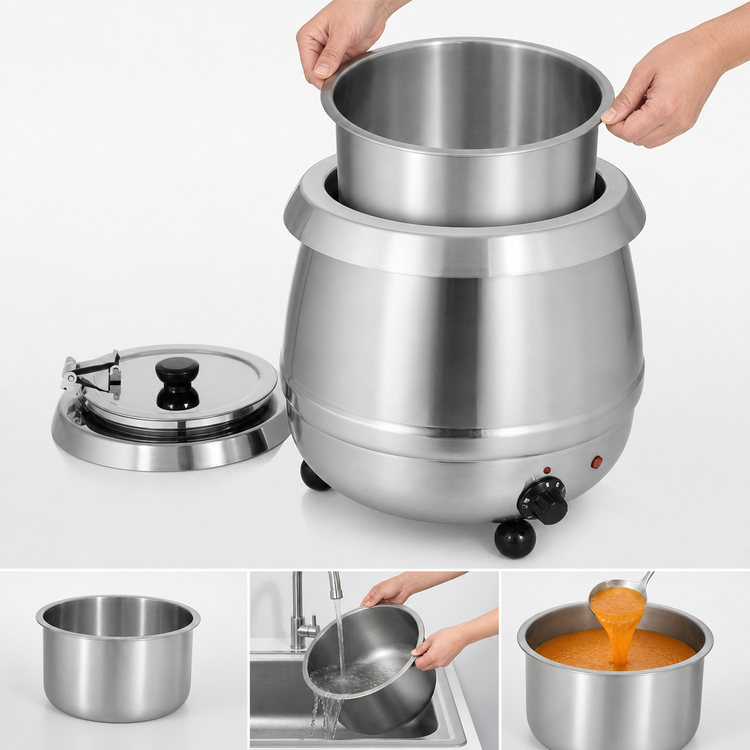 Product image #4 for Uniworld 10.5 Qt Stainless Steel Insulated Countertop Soup Kettle