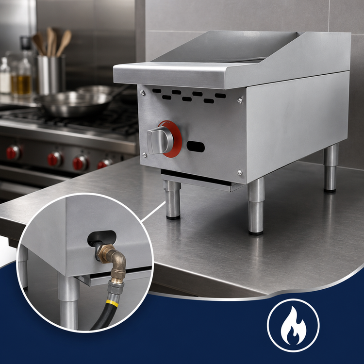 Product image #4 for Omcan USA 12-Inch Countertop Natural Gas Charbroiler, Single Burner, 35,000 BTU