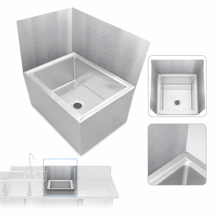Product image #4 for John Boos 20 x 20 Rear/Left/Right Mop Sink Stainless Steel Wall Guard