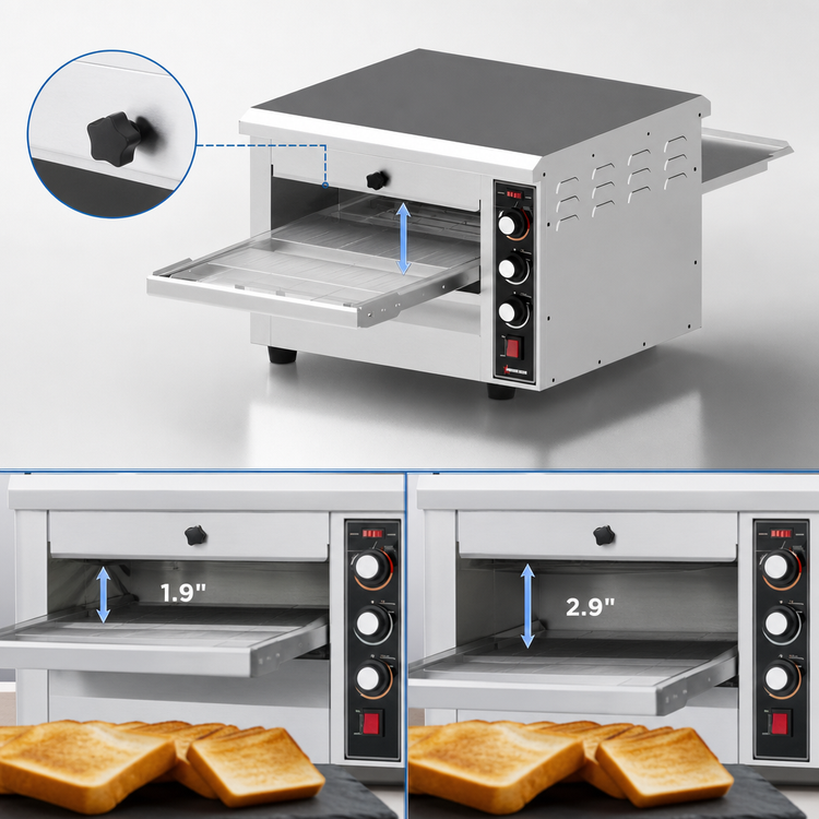 Product image #5 for Omcan USA Countertop Horizontal Conveyor Toaster with 14-Inch Belt, Adjustable Opening, 240V