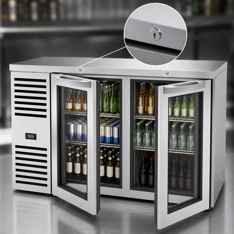 Product image #4 for True Premier Bar 48-Inch Two-Section Refrigerated Back Bar Cooler with Locking Glass Doors