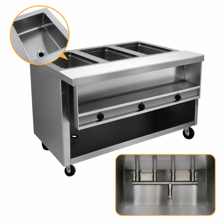 Product image #4 for Advance Tabco Heavy Duty Electric Sealed Well Hot Food Table with Enclosed Base, 3 Wells, 47-1/8 Inch, 120V