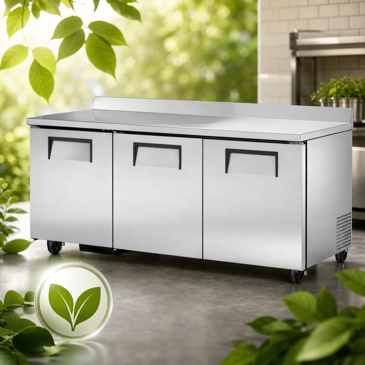 Product image #4 for True TWT-72-HC 72-Inch Three-Section Solid Door Worktop Refrigerator with Rear-Mounted Self-Contained R290 Refrigeration