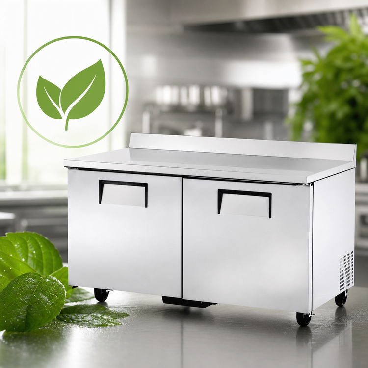 Product image #4 for True 60-Inch Two-Section Worktop Freezer with Solid Doors, Rear-Mounted Self-Contained Refrigeration, Stainless Steel