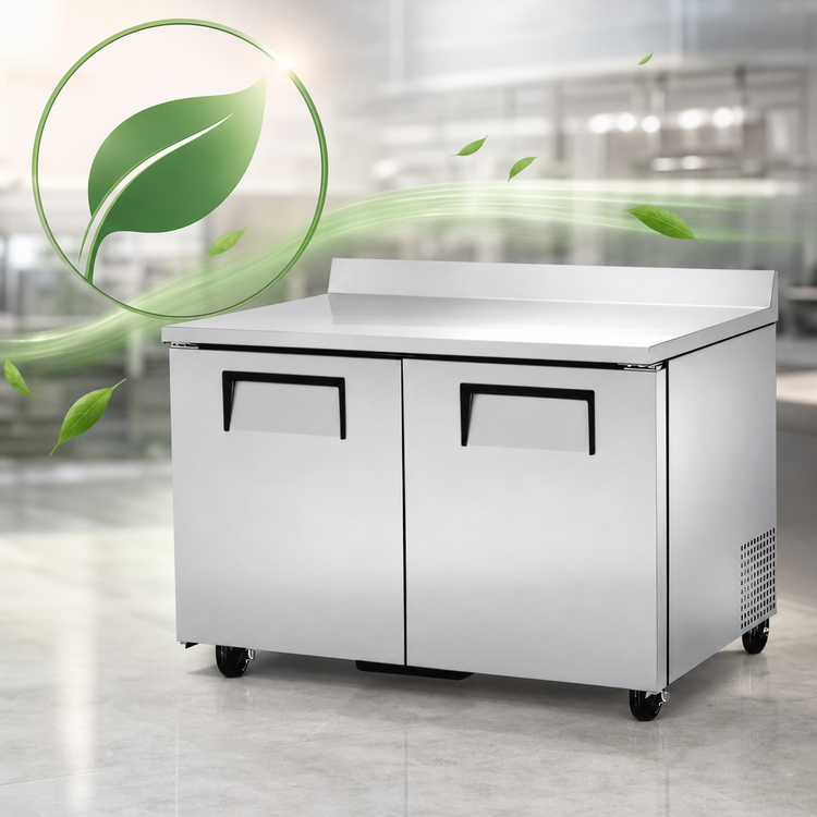 Product image #4 for True 48-Inch Two-Section Worktop Refrigerator with Stainless Steel Top and Solid Doors