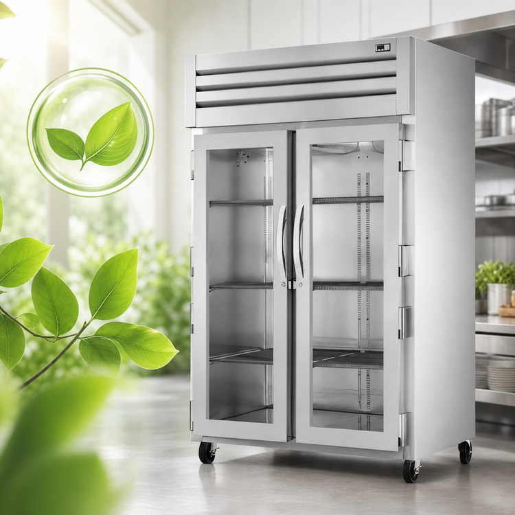 Product image #4 for Two-Section Glass Door Reach-In Refrigerator with Top-Mounted Self-Contained Refrigeration
