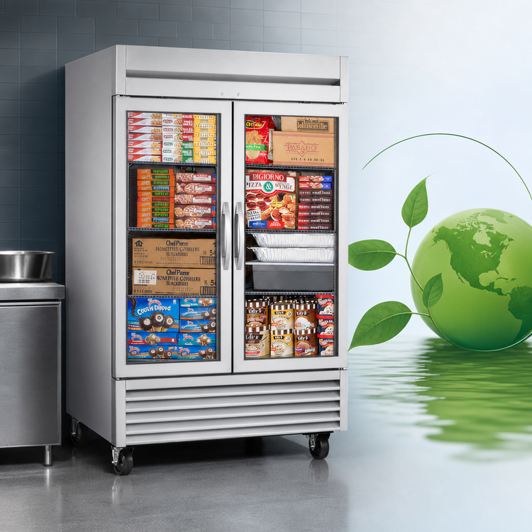 Product image #4 for True 2-Section Reach-In Glass Door Freezer, Stainless Steel, Self-Contained, -10°F