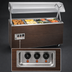 Thumbnail image #4 for Vollrath 2-Series Affordable Portable 3-Well Mobile Hot Food Station with Buffet Breath Guard and Lights, Enclosed Base with Storage Opening, Walnut Woodgrain