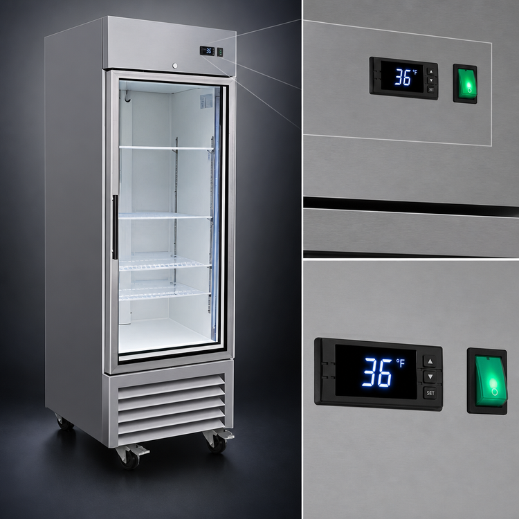 Product image #4 for Serv-Ware 1-Door 23 Cu. Ft. Glass Door Reach-In Refrigerator