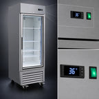 Thumbnail image #4 for Serv-Ware RR1G-HC 1-Door 23 Cu. Ft. Glass-Door Reach-In Refrigerator, Stainless Steel, Self-Contained Bottom-Mounted Refrigeration