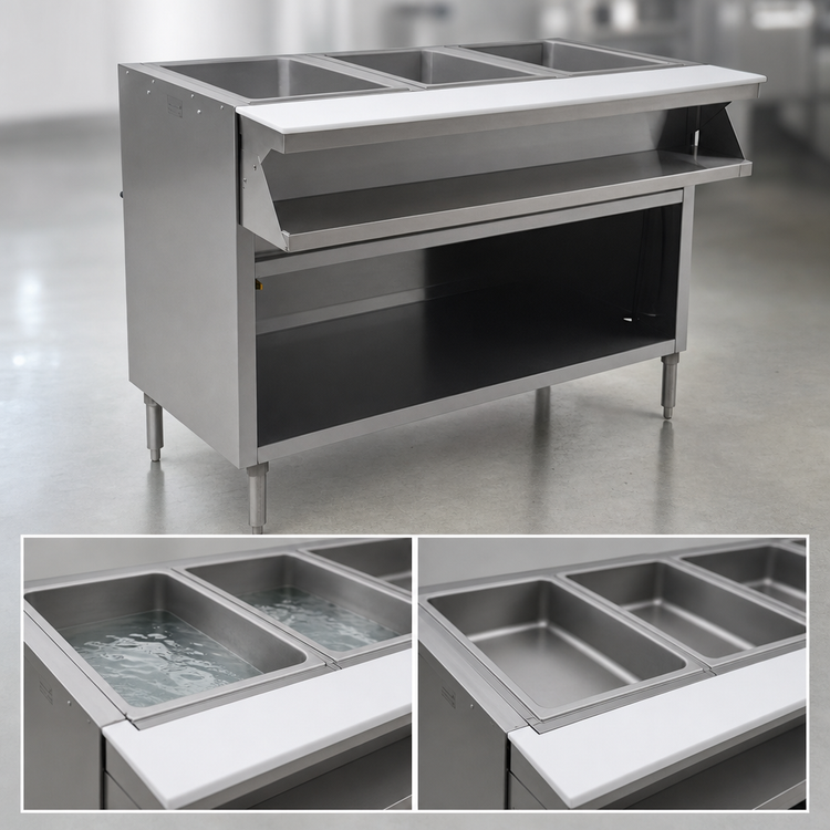 Product image #4 for Spec-Master 4-Well Sealed Well Electric Hot Food Table with Open Front, 63-1/2 Inch Wide