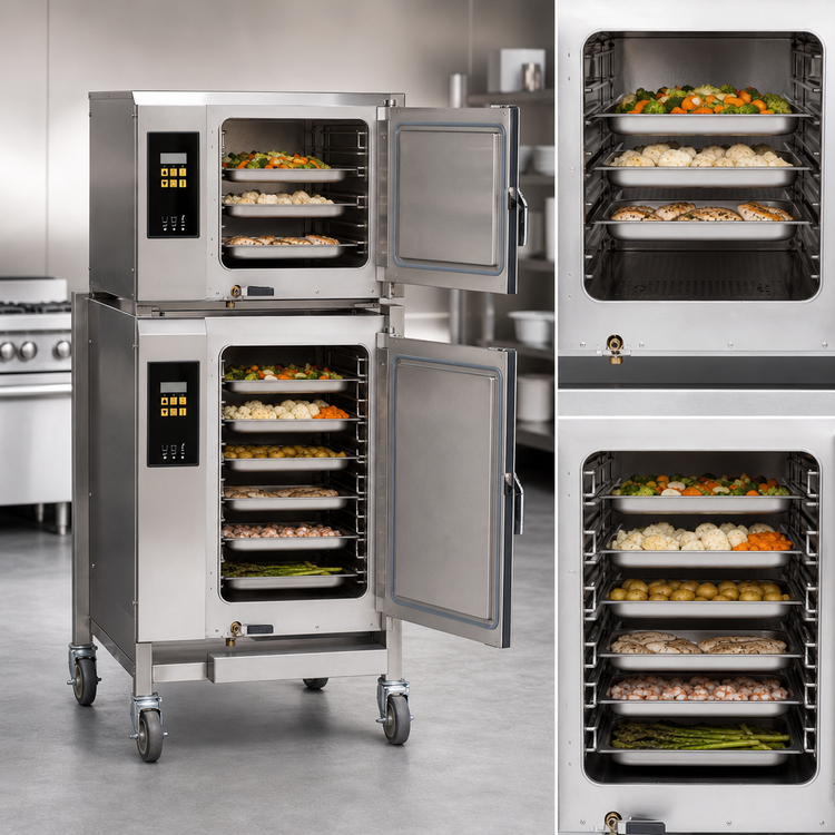 Product image #4 for AccuTemp Evolution Double-Stacked Boilerless Convection Steamer, 3-Pan Over 6-Pan, 208V, 3-Phase, With Stand