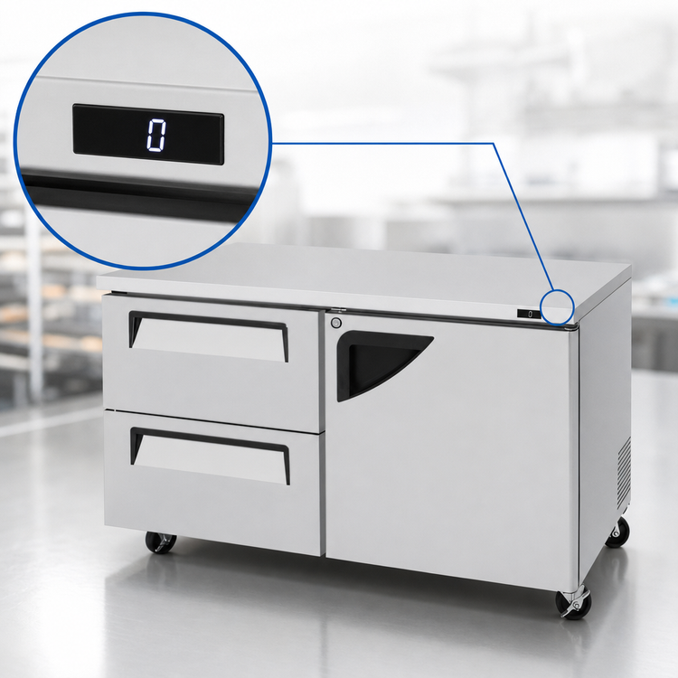 Product image #4 for Turbo Air Super Deluxe Two-Section Undercounter Freezer with 2 Drawers and 1 Right-Hinged Door, 60 1/4-Inch