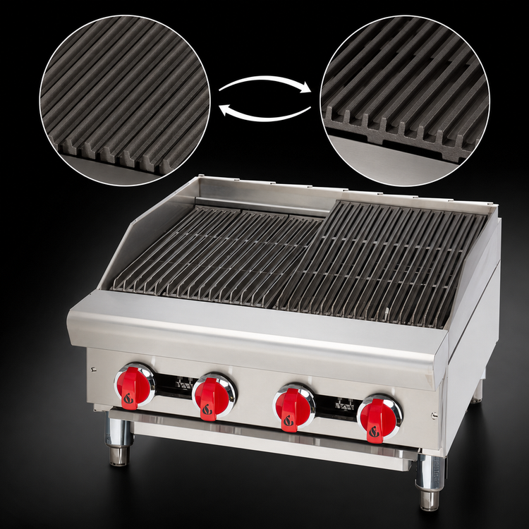 Product image #4 for American Range 24-Inch Gas Countertop Charbroiler with 4 Burners and Cast Iron Grates
