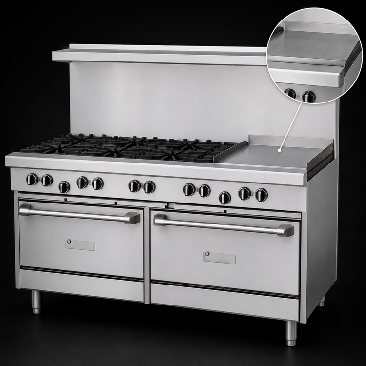 Product image #4 for Garland US Range U Series 60-Inch Gas Restaurant Range with 8 Open Burners, 12-Inch Griddle, Standard Oven, and Storage Base