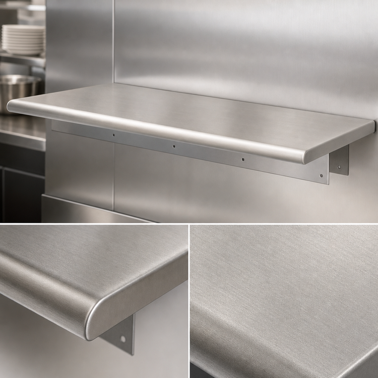 Product image #4 for BK Resources 36-Inch x 18-Inch Single Pass-Through Shelf with 304 Stainless Steel Top