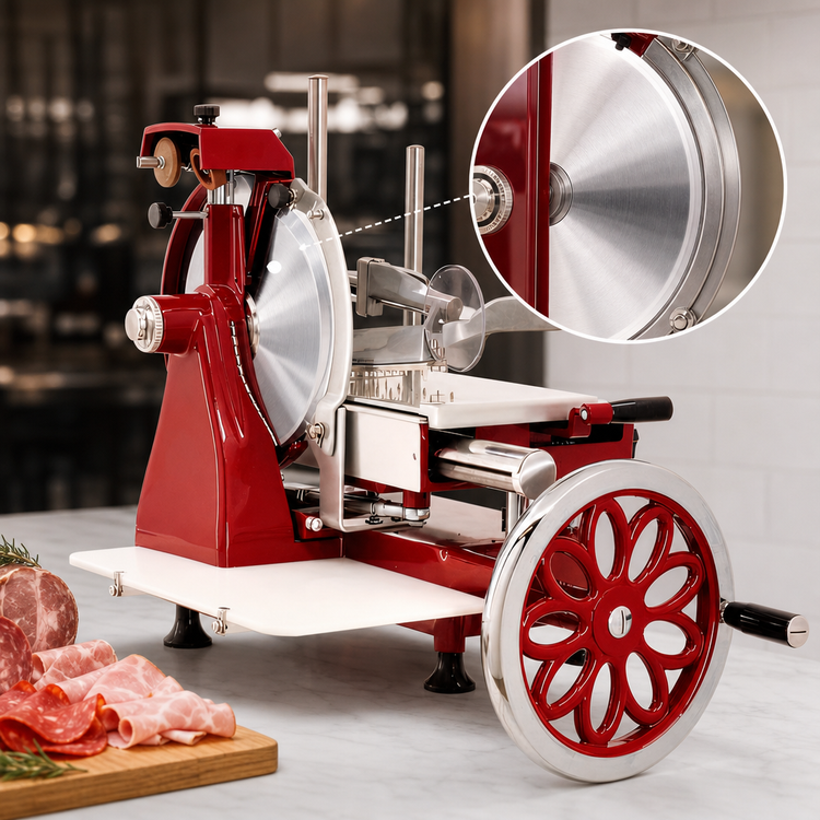 Product image #4 for Volano Trento Manual Flywheel Meat Slicer with 14-9/16-Inch Carbon Steel Blade