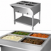 Thumbnail image #4 for Klinger's Trading SW4H208 4-Pan Sealed Well Electric Steam Table, Stationary Floor Model with Open Shelf Base