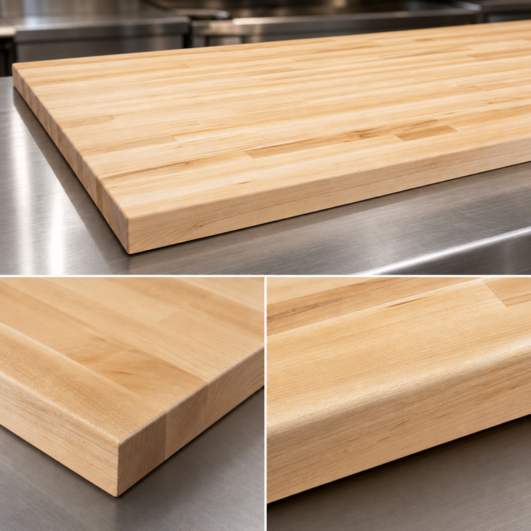 Product image #4 for John Boos Boos Block Blended Rails Edge Grain Maple Kitchen Countertop, 144 x 32 x 1-1/2 Inch, Flat Top, Varnique Finish