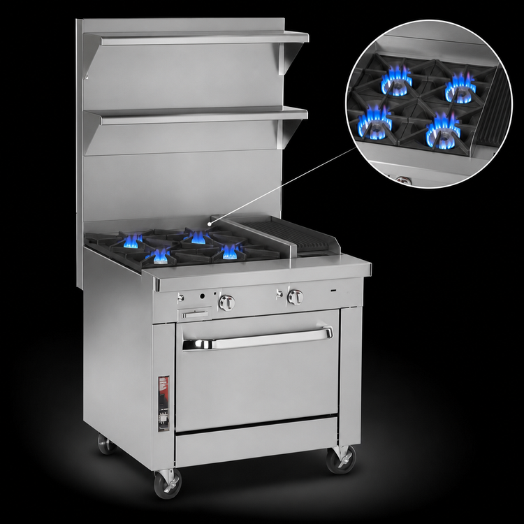 Product image #4 for Southbend Platinum 36-Inch Modular Heavy Duty Gas Range with 4 Open Burners and 12-Inch Charbroiler