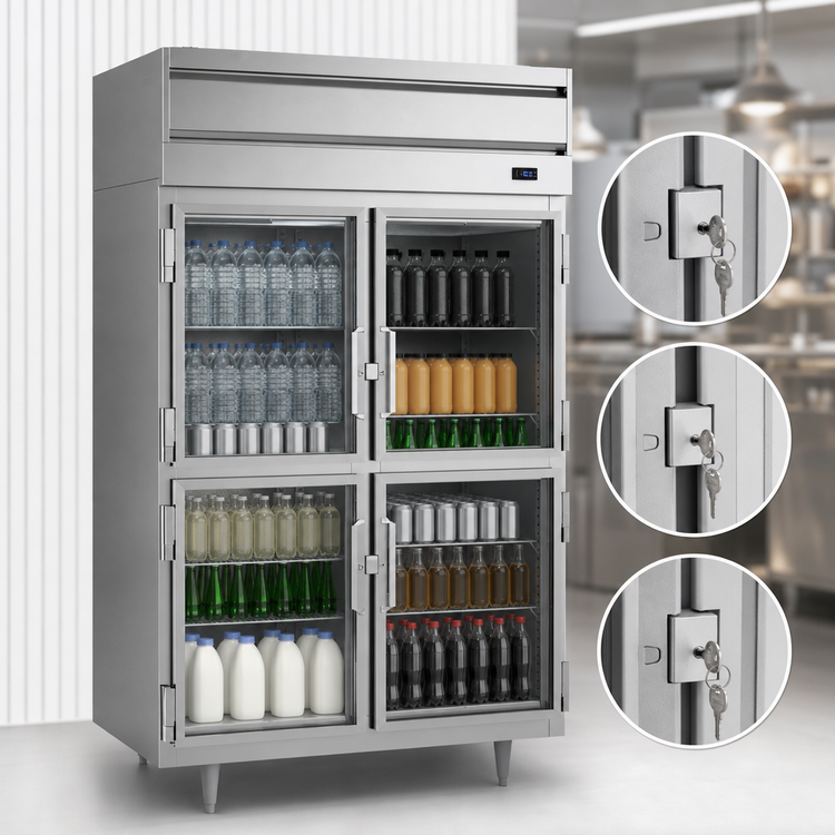 Product image #4 for Beverage Air P Series Two-Section Reach-In Freezer with 4 Glass Half Doors, 44.57 Cu. Ft.