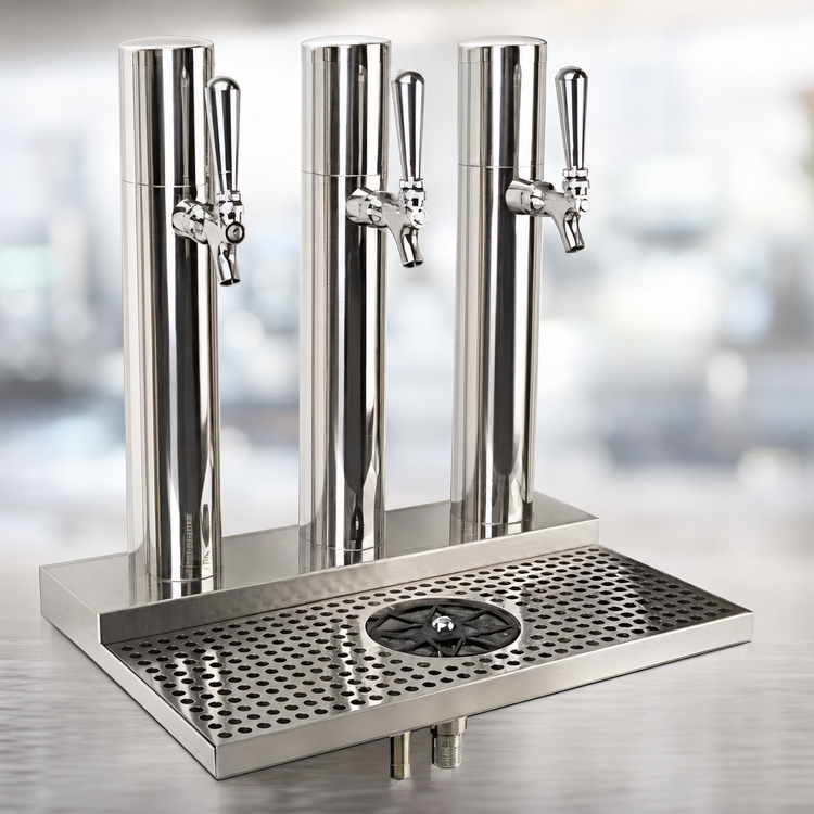 Product image #4 for Skyline 3-Column Glycol-Cooled Countertop Draft Beer Station with Integrated Drip Pan and Glass Rinser