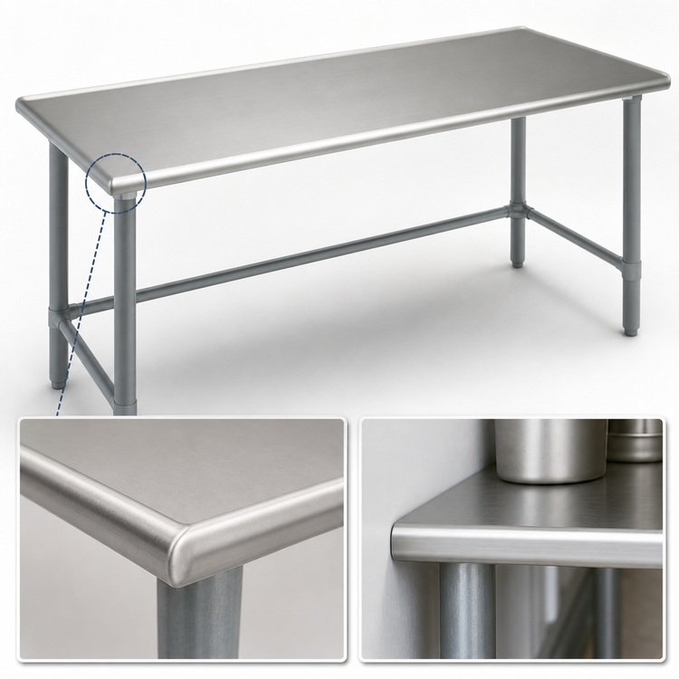 Product image #4 for Eagle Budget Series 84-Inch x 30-Inch Flat Top Work Table with 430 Stainless Steel Top and Galvanized Base