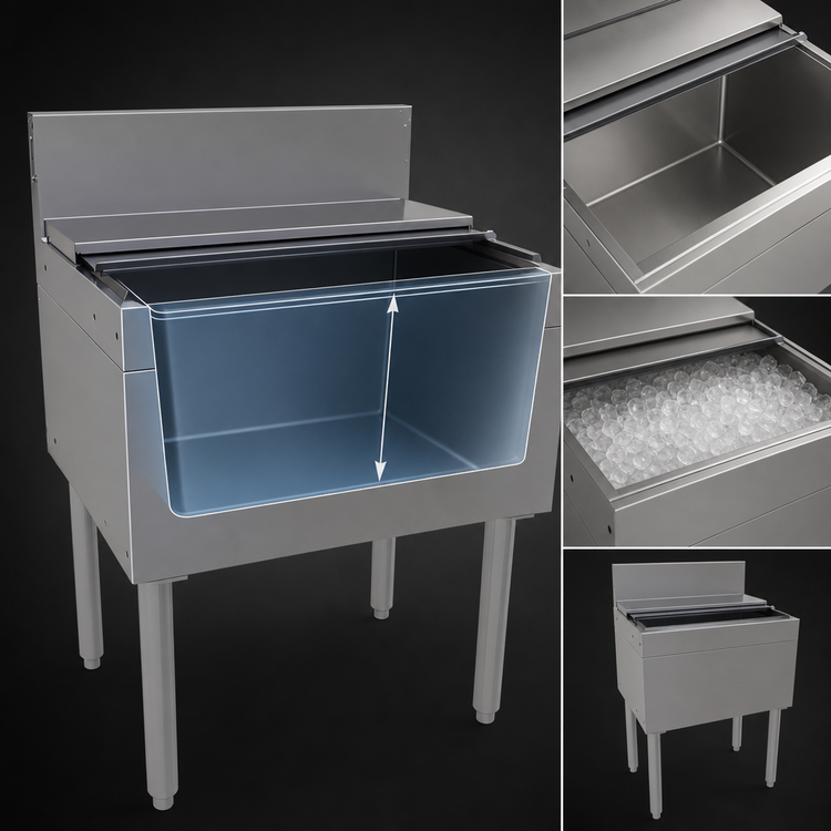 Product image #4 for Glastender 24-Inch Underbar Ice Bin with Sliding Stainless Steel Cover, 67 lb Capacity