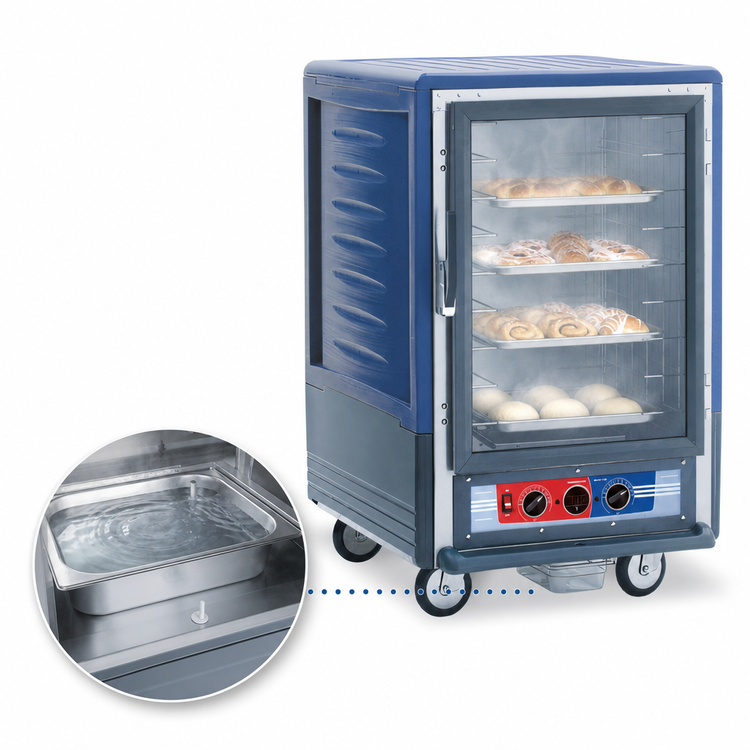 Product image #4 for Metro C5 3 Series Mobile Half-Height Moisture Heated Holding and Proofing Cabinet with Blue Insulation Armour and Clear Polycarbonate Door