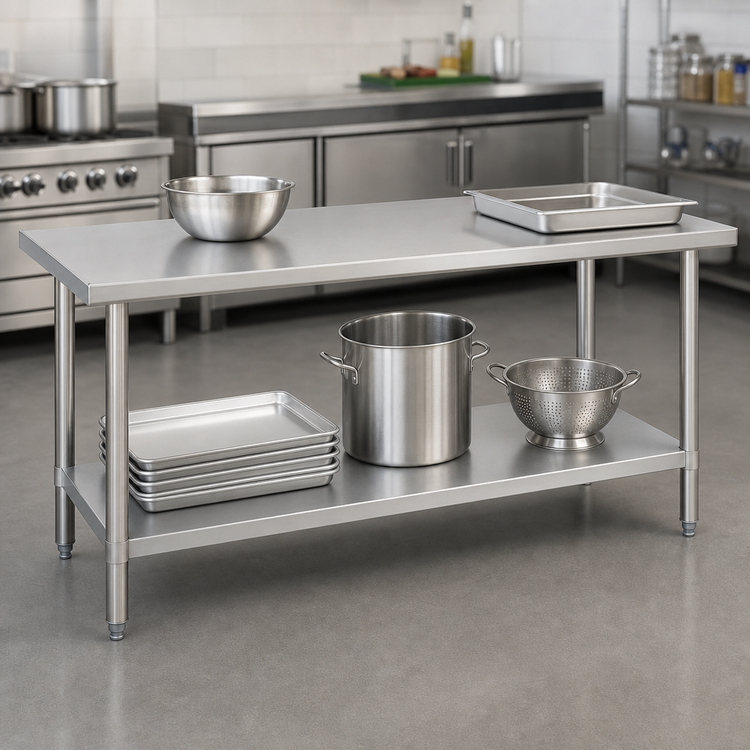 Product image #4 for Duke 108-Inch x 30-Inch Stainless Steel Work Table with Undershelf, Flat Top