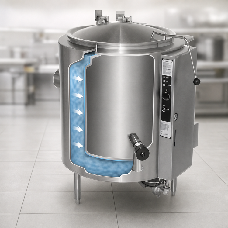 Product image #4 for Groen 80 Gallon Gas Self-Contained Steam Jacketed Stationary Floor Kettle