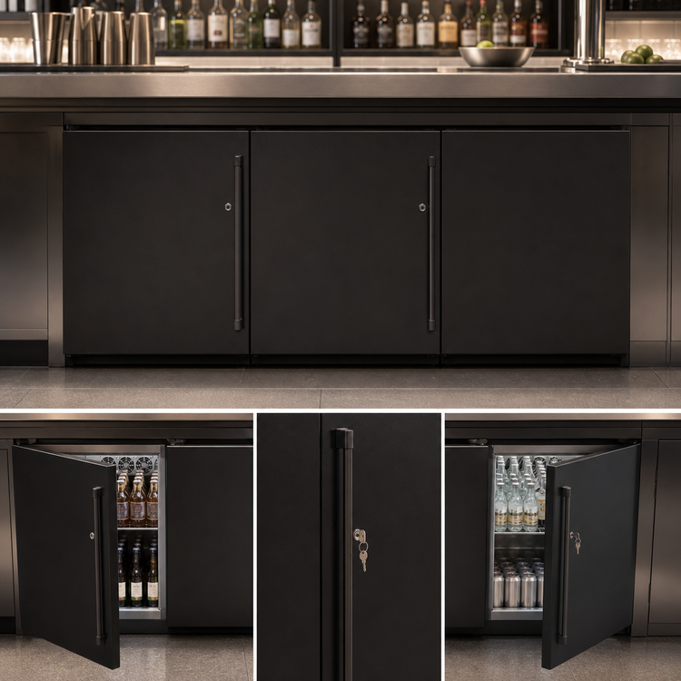 Product image #5 for Perlick Low Height 3-Door Remote Back Bar Refrigerator, 72 Inch, Black Exterior