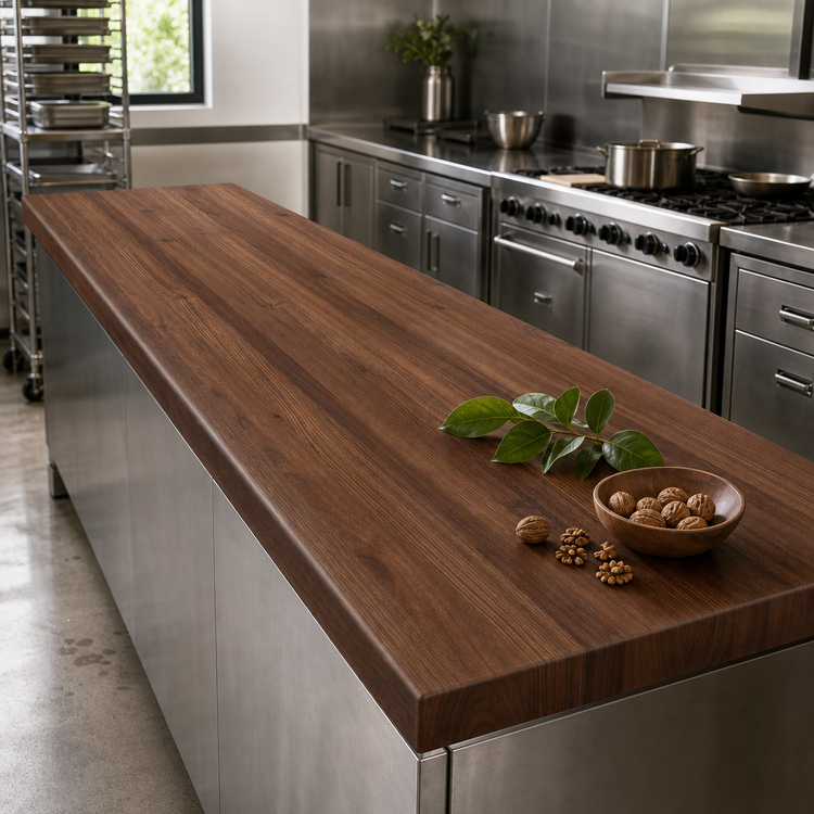 Product image #4 for John Boos Boos Block Full-Length Edge Grain American Black Walnut Kitchen Countertop, 120 x 36 x 3 Inches