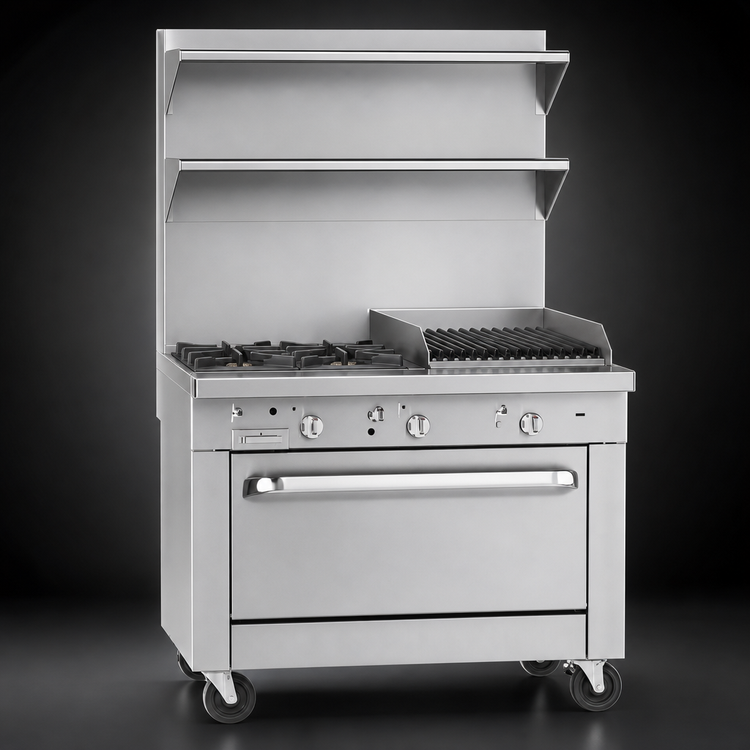 Product image #4 for Southbend Platinum 32-Inch Gas Heavy Duty Range with 2 Open Burners, 16-Inch Charbroiler and Cabinet Base