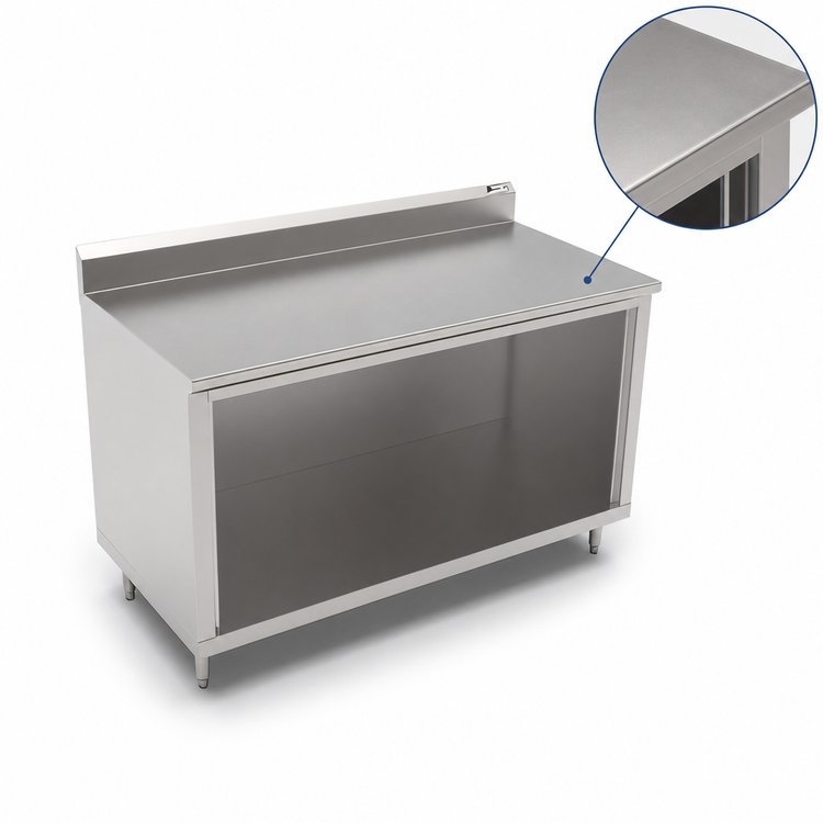 Product image #4 for John Boos Underbar Stainless Steel Cabinet Base Work Table with Open Front and 5-Inch Backsplash, 72 x 36 Inches
