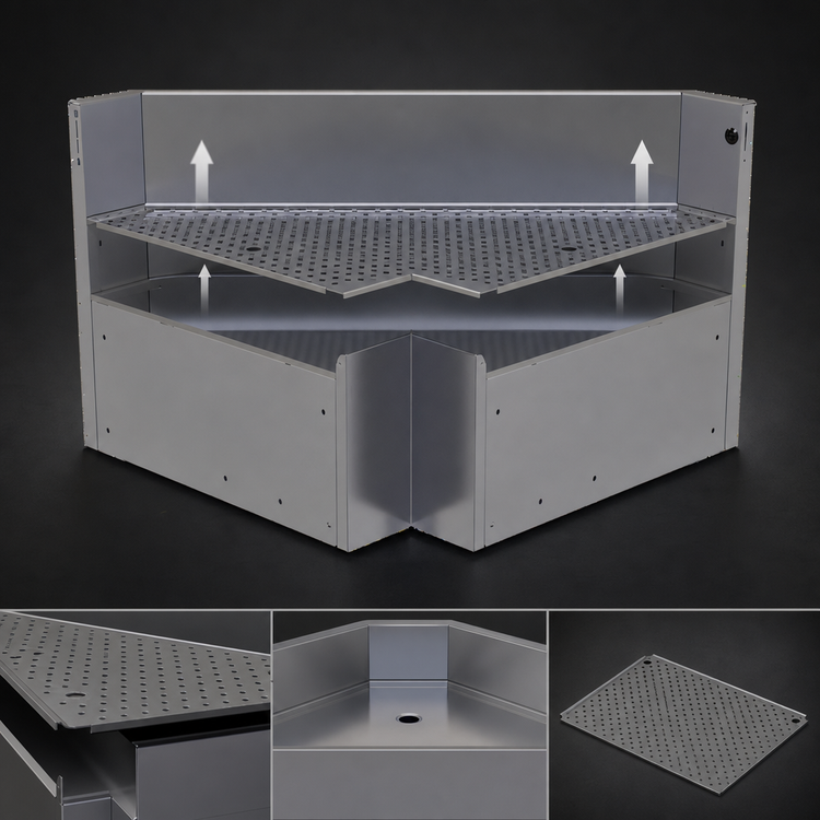 Product image #4 for Glastender Underbar Inside L-Shape Corner Drainboard, 24 x 24 Inch, No Legs