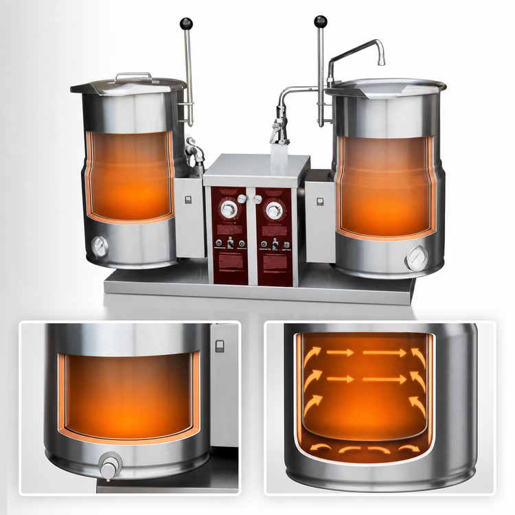 Product image #4 for Crown EC-10TW-2 Twin 10 Gallon Electric Countertop Tilting Kettle