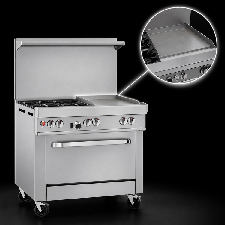 Product image #4 for Southbend Ultimate 36-Inch Gas Restaurant Range with 2 Star/Sauté Burners, 24-Inch Griddle, and Standard Oven