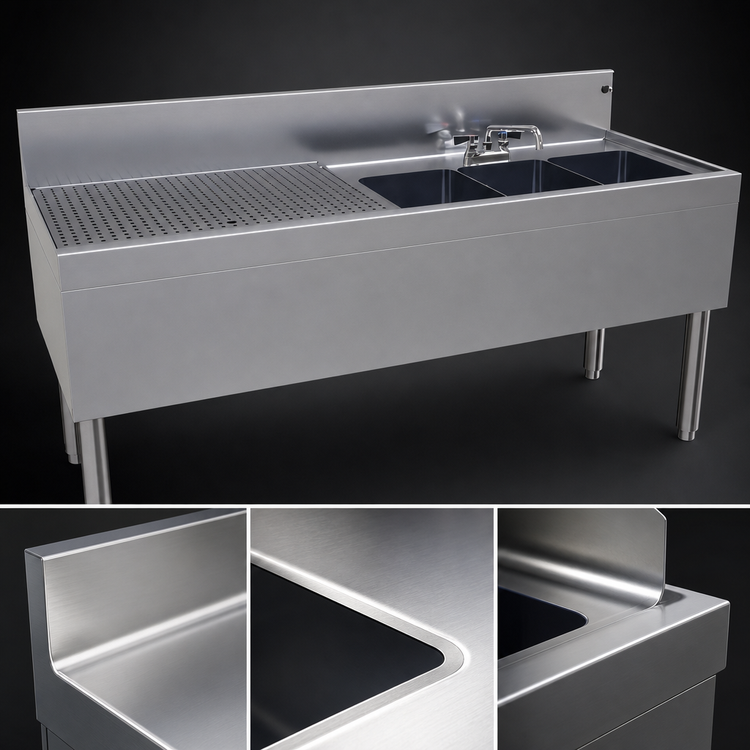 Product image #4 for Glastender 66-Inch Wide Three-Compartment Underbar Sink Unit with Left Drainboard