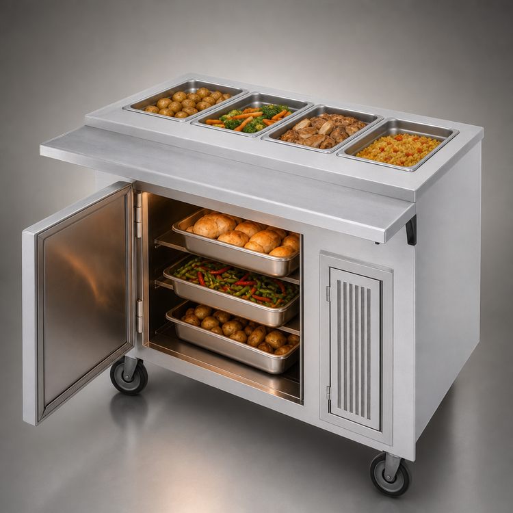 Product image #4 for Randell RANFG HTD-3B Mobile Electric Hot Food Table with 3 Wells and Heated Cabinet Base