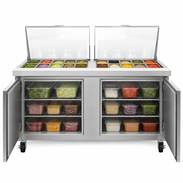 Product image #4 for Mighty Top SW60N24M 60-Inch Two-Section Refrigerated Sandwich Prep Table